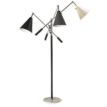 Arredoluce, Triennale floor lamp, Monza, Italy
1950's, Chromed-plated brass, enameled steel and aluminum, marble, three sockets