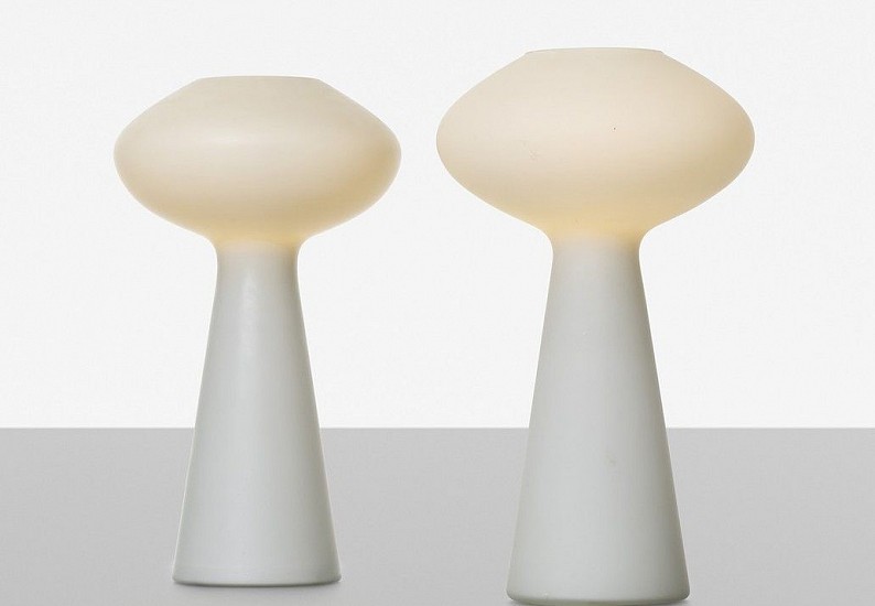 Lisa Johansson-Pape, Table Lamps, pair
Finland, 1954, hand-blown frosted glass