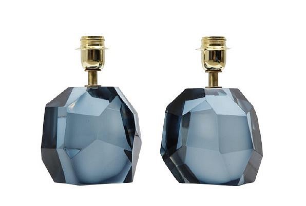 Alberto Dona, Pair of Solid Blue Gray Murano Glass Lamps in the Style of Roberto Rida
Hand-Crafted Murano Glass