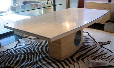 Willy Rizzo, Dining Table, Italian
c. 1970, Roman white marble, stainless steel
