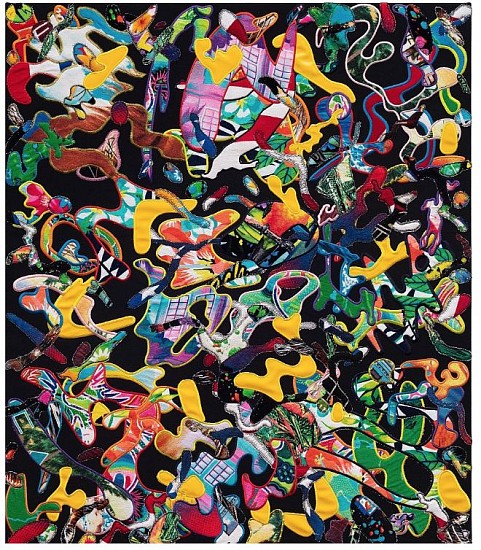 Borna Sammak, Not Yet Titled
2020, Beach towel and embroidery on canvas